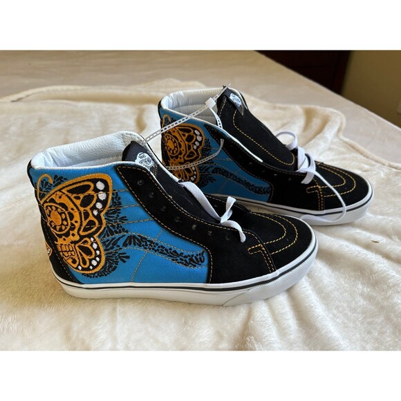 NEW Vans Sk8-Hi Suede Gold Butterfly High-Top Skate Sneakers, Sz 7.5 - Picture 3 of 8